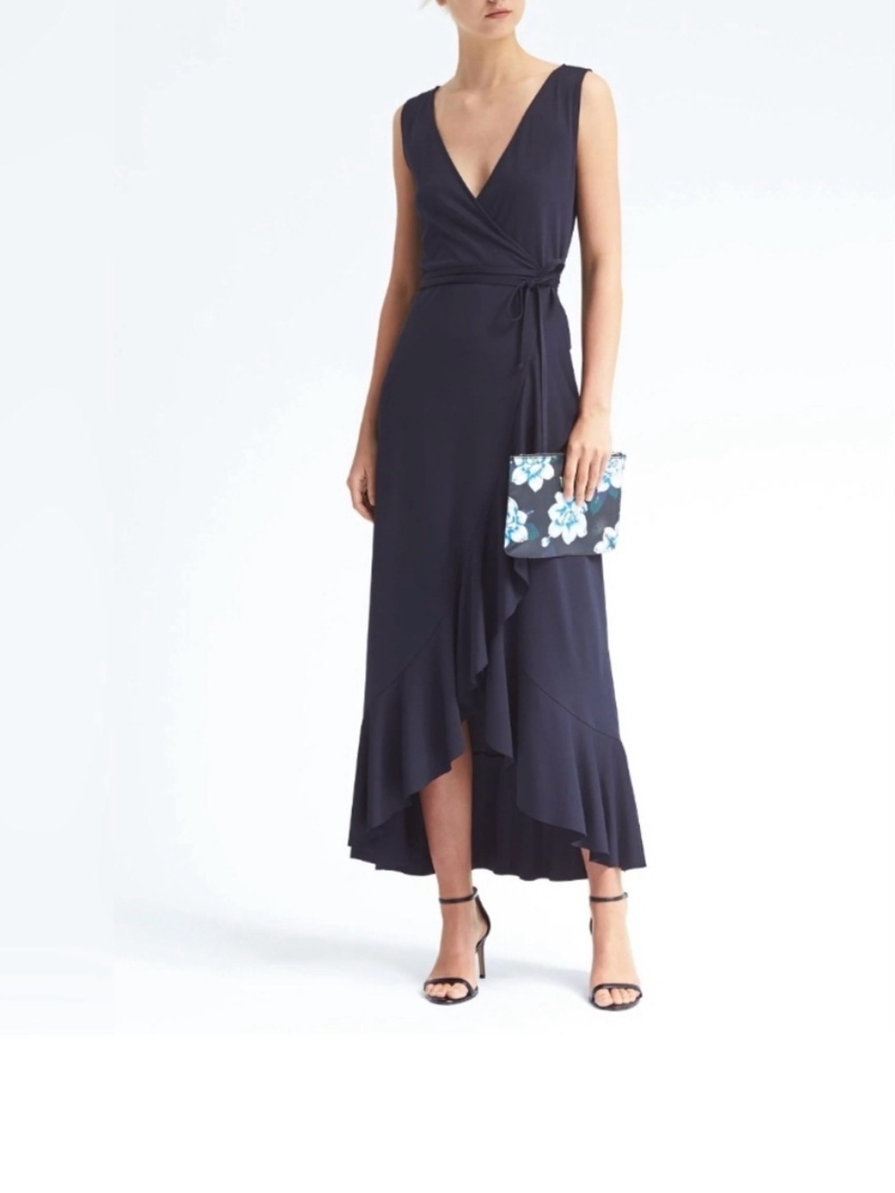 Banana Republic navy wrap maxi dress, size XL